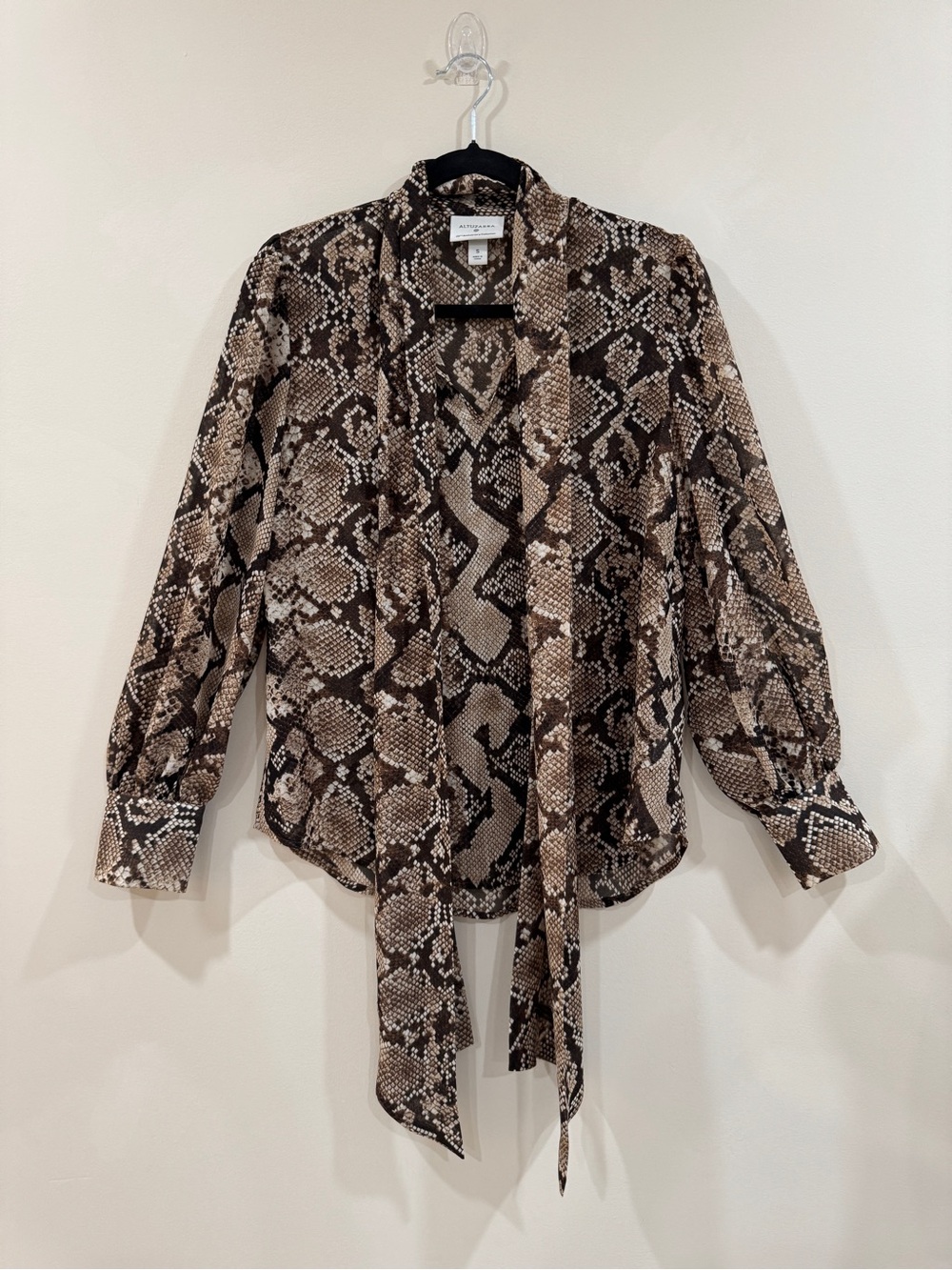 Altuzarra Snake-Print Tie-Neck Blouse Size S Brown and Black Animal Print Top - Picture 6 of 7